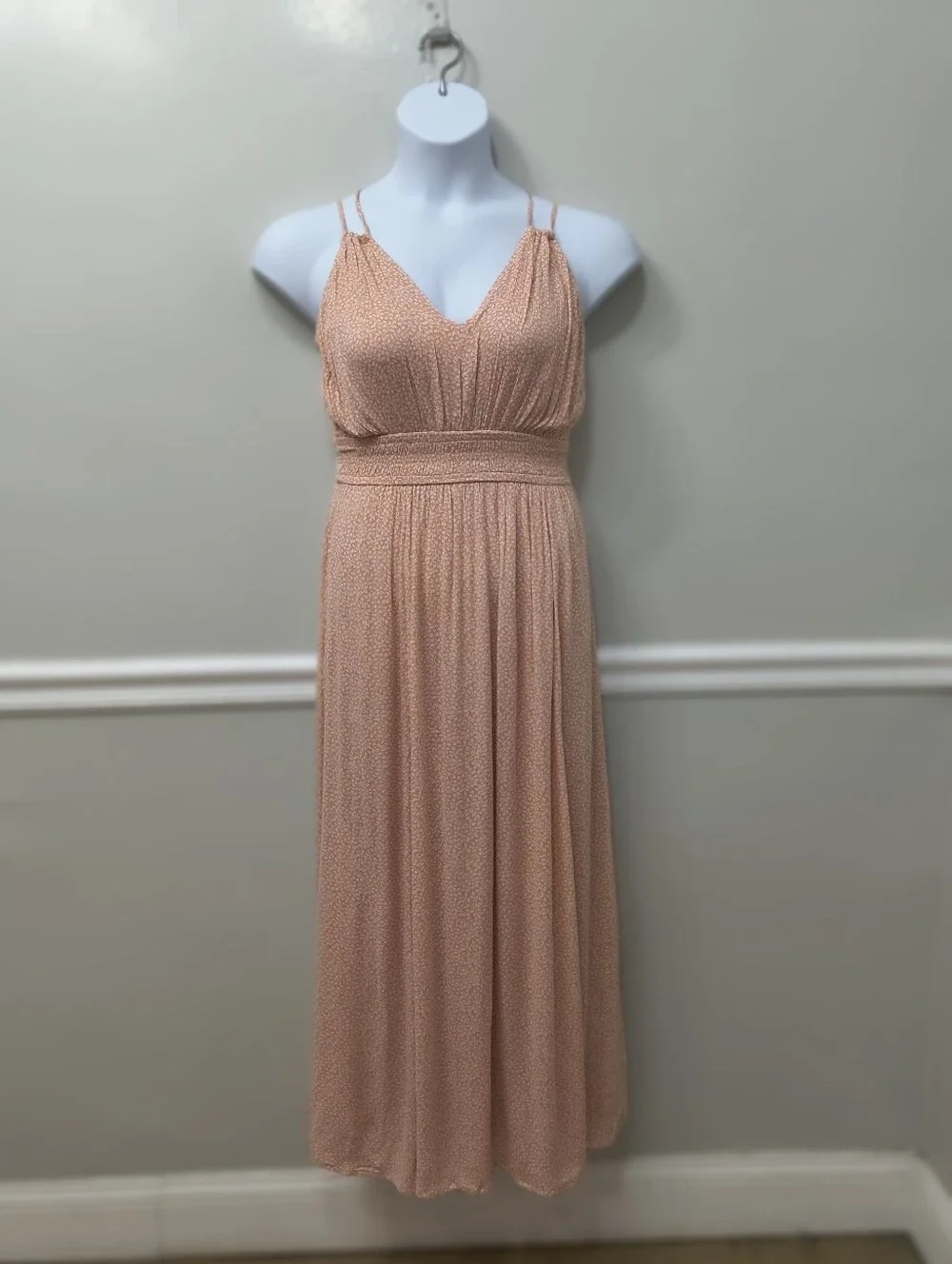 Abercrombie & Fitch Peach Ditsy Floral  Maxi Dress S Boho Cottage Summer Party